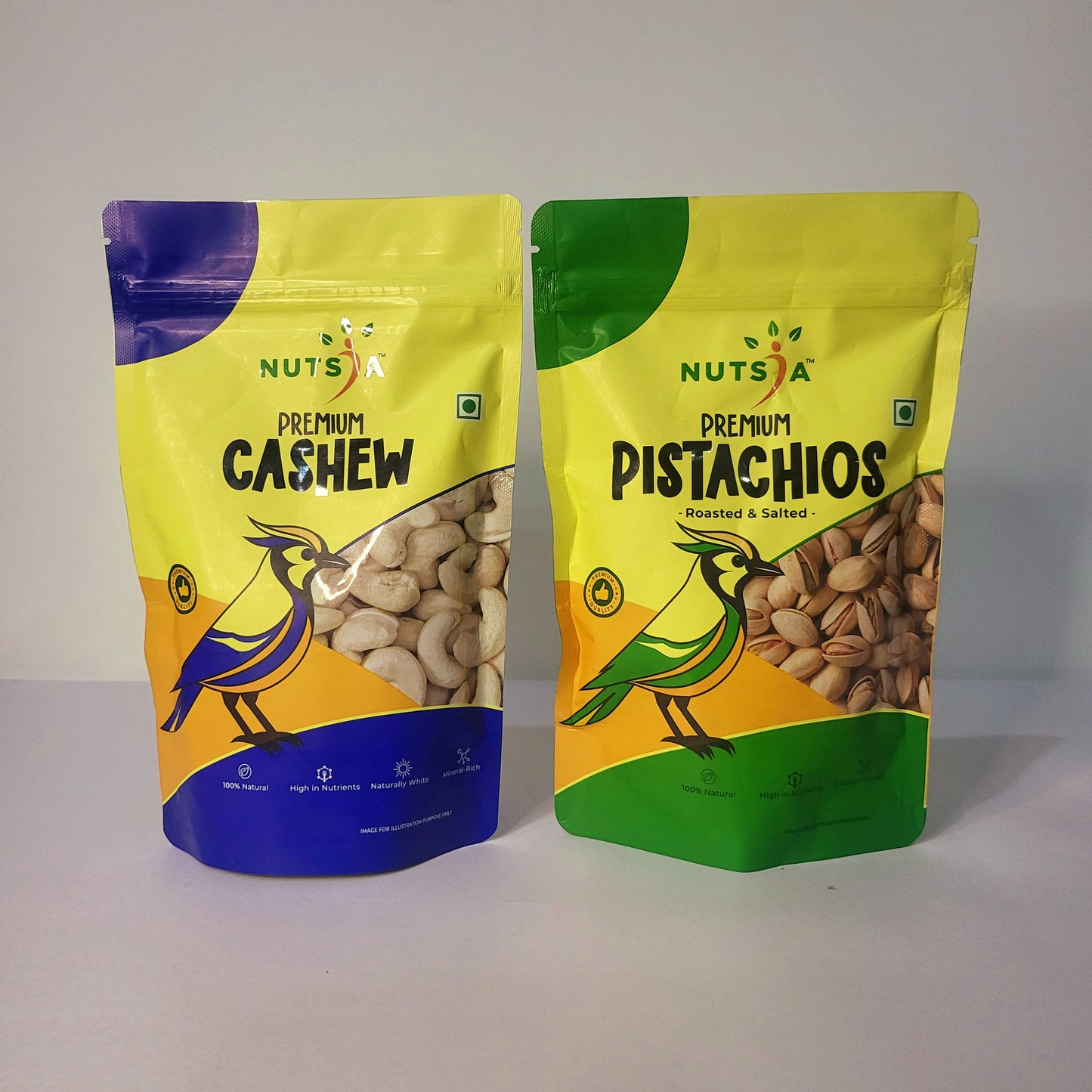 Nutsia Premium Whole Plain Cashew And Roasted and Salted Pistachios