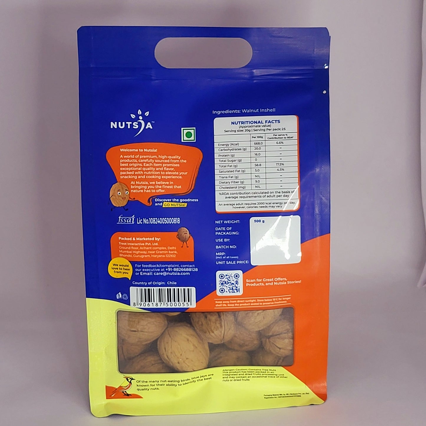 Nutsia Premium Chilean Inshell Walnuts, 500gm