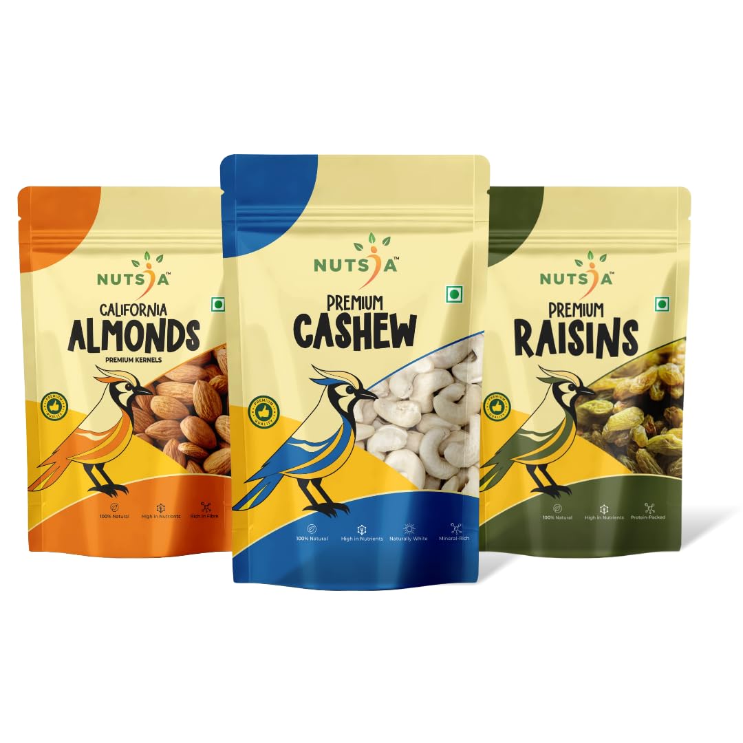 Nutsia California Almonds, Cashew And Green Raisins - Raw